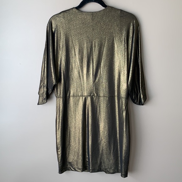 NWT Trina Turk gold metallic gossip dress sz xs - Picture 7 of 10